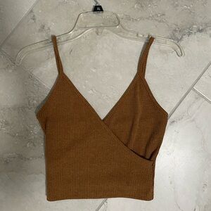 Brown Crossed Crop Top